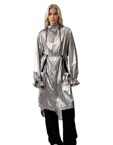 Metallic Texture Stylish Waterproof Adjustable Raincoat Jacket
