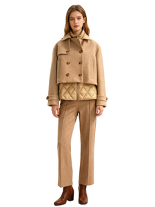 2-in-1 Modular Blazer-Collar Jacket with Quilted Vest 