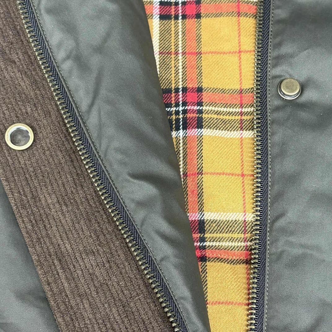 Mixed-Material Long Shirt-Collar Coat