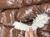Short Puffer Coat with Fur and Lacquer Mix 