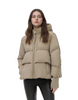 Short Puffer Coat with Tweed - Matte Mix