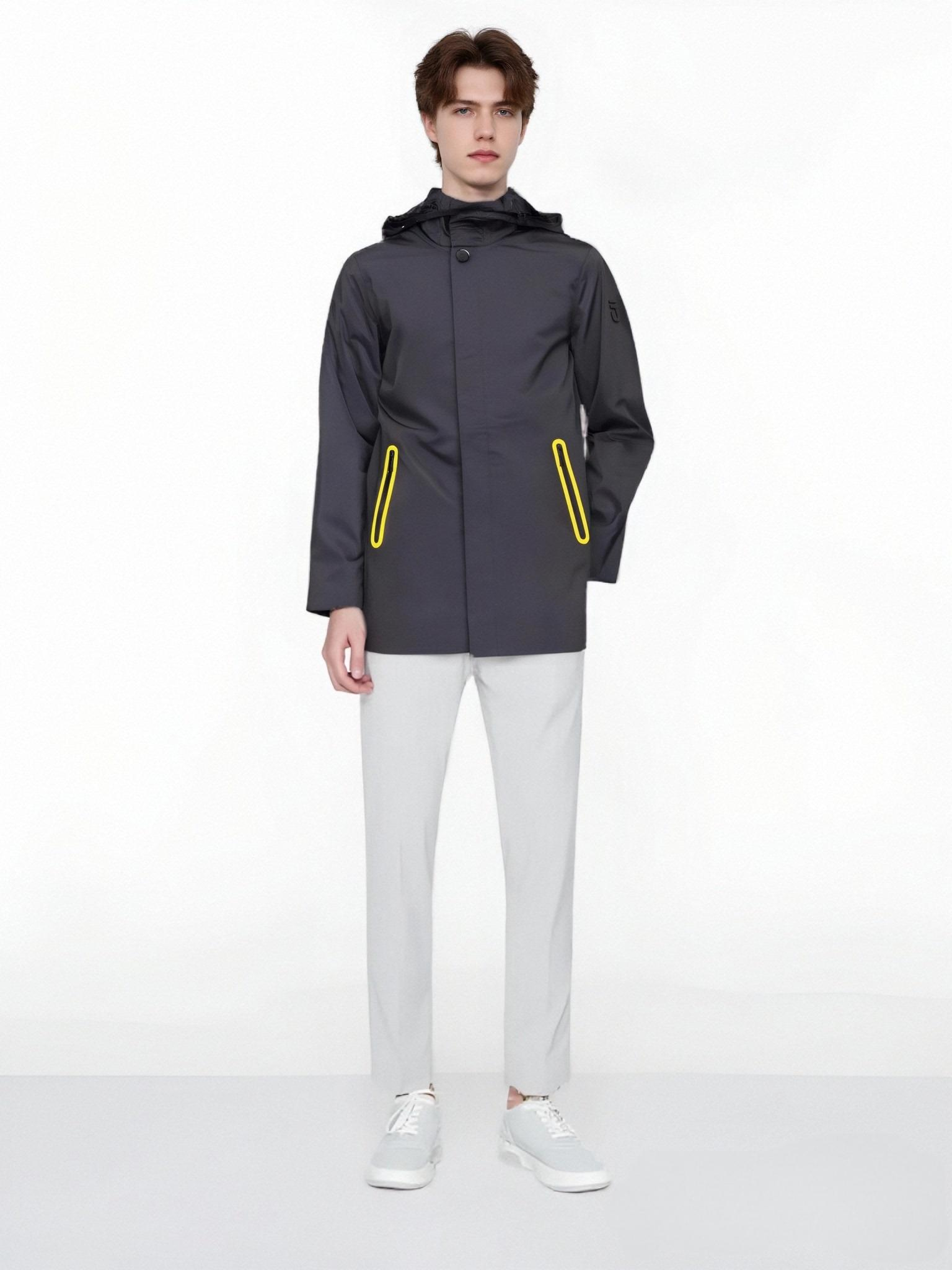 Stylish Waterproof Men's Trench Coat with Detachable Hood