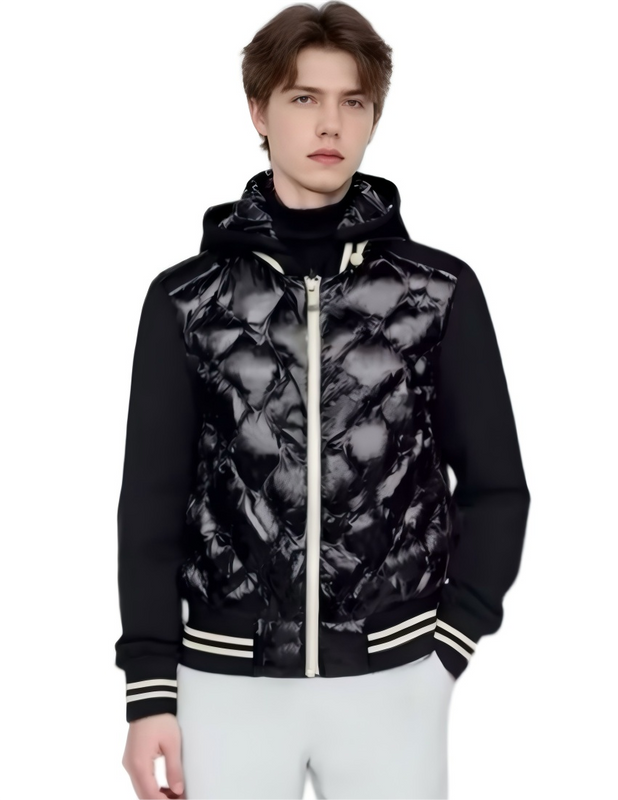Lightweight Stylish Detachable - Hood Mixed - Fabric Men’s Jacket