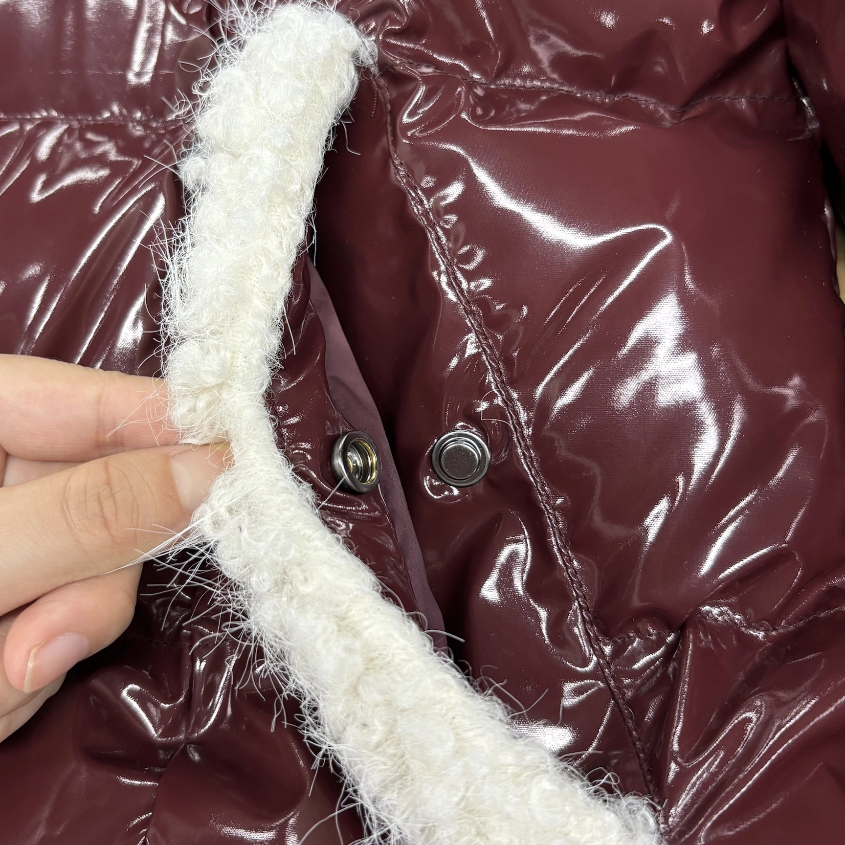 Short Puffer Coat with Fur - Lacquer Mix
