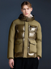 Matte & Lacquer Mixed Puffer Coat with Multi-Functional Pockets 
