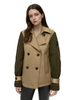 Color-Blocked Short Trench Coat with Diamond Quilted Back