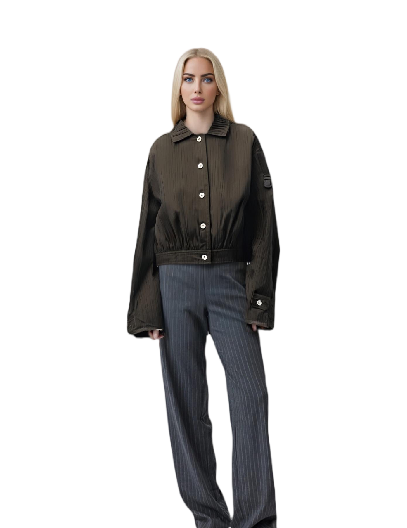 Stylish Jacquard Cropped Women's Casual Jacket