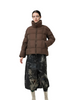 Tweed & Matte Mixed Long Puffer Coat with Adjustable Hood