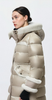 Matte & Lacquer Mixed Long Puffer Coat with Visible Snaps & Flap Pockets