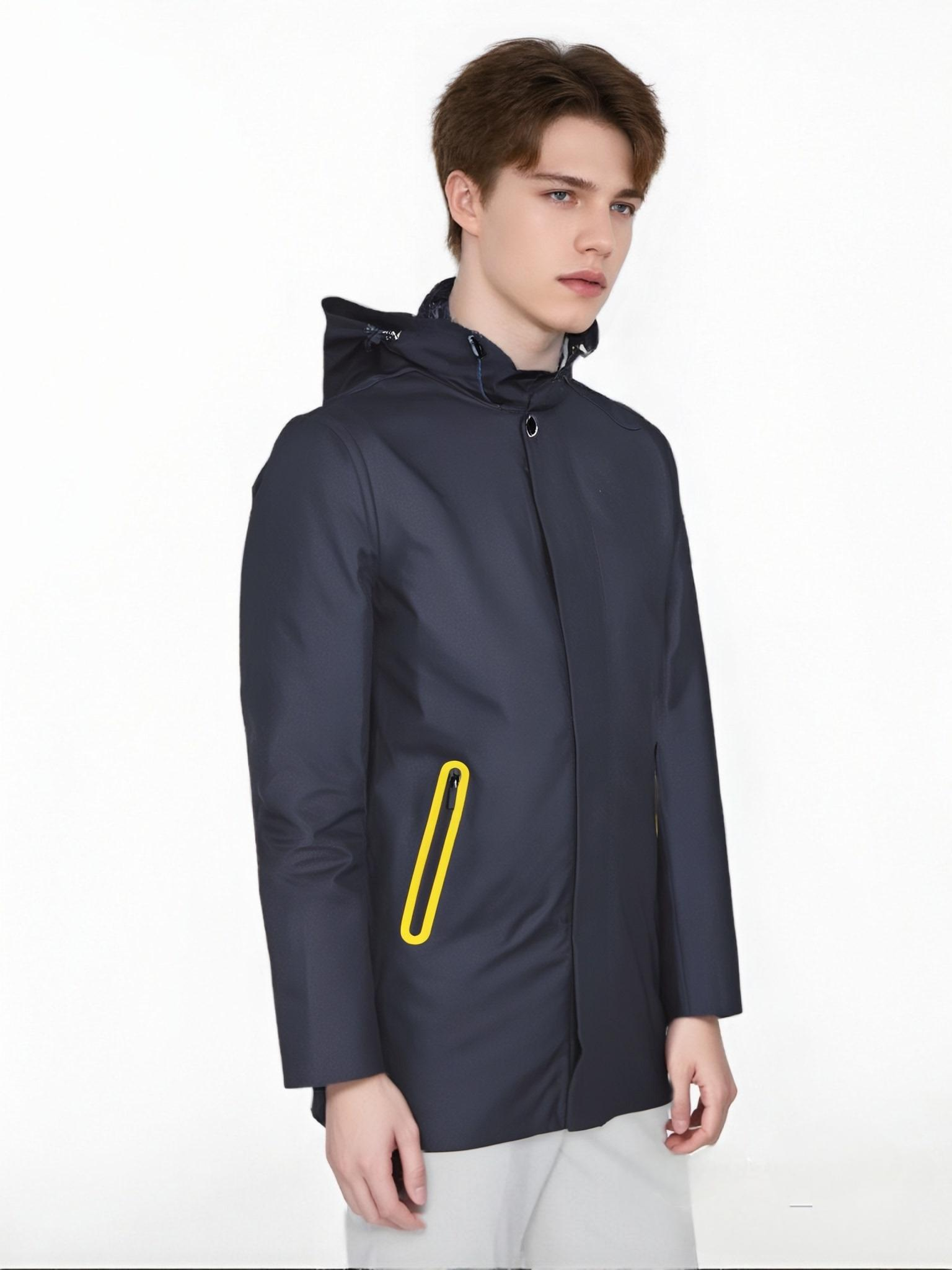 Stylish Waterproof Men's Trench Coat with Detachable Hood