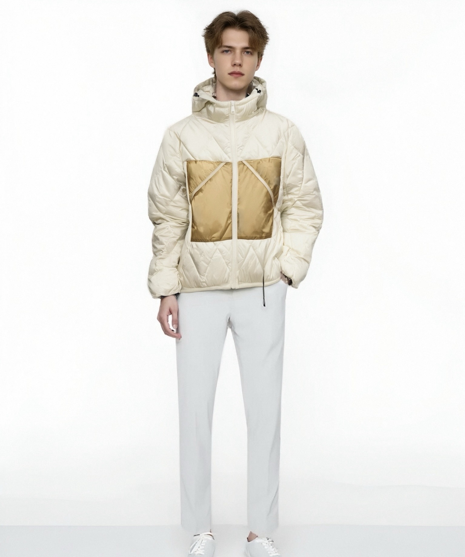 Ultra - Light Stylish Color - Blocked Men's Down - like Jacket