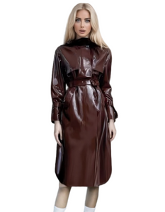Stylish Glossy Waterproof Detachable Hooded Trench - style Raincoat Jacket