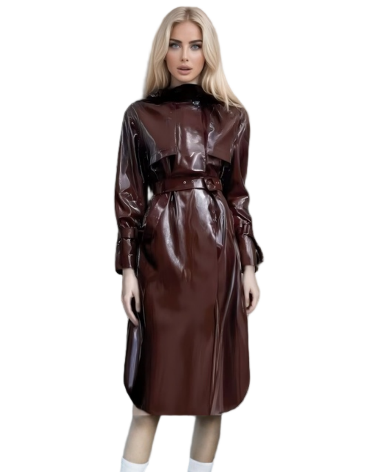Stilig blank vanntett avtakbar grøft av hette - Style Raincoat Jacket
