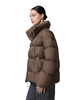 Tweed & Matte Mixed Long Puffer Coat with Adjustable Hood