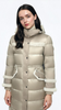 Matte & Lacquer Mixed Long Puffer Coat with Visible Snaps & Flap Pockets