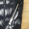 Lacquer Nylon Short Lightweight Puffer Coat with Adjustable Hood & Silver Zippers 