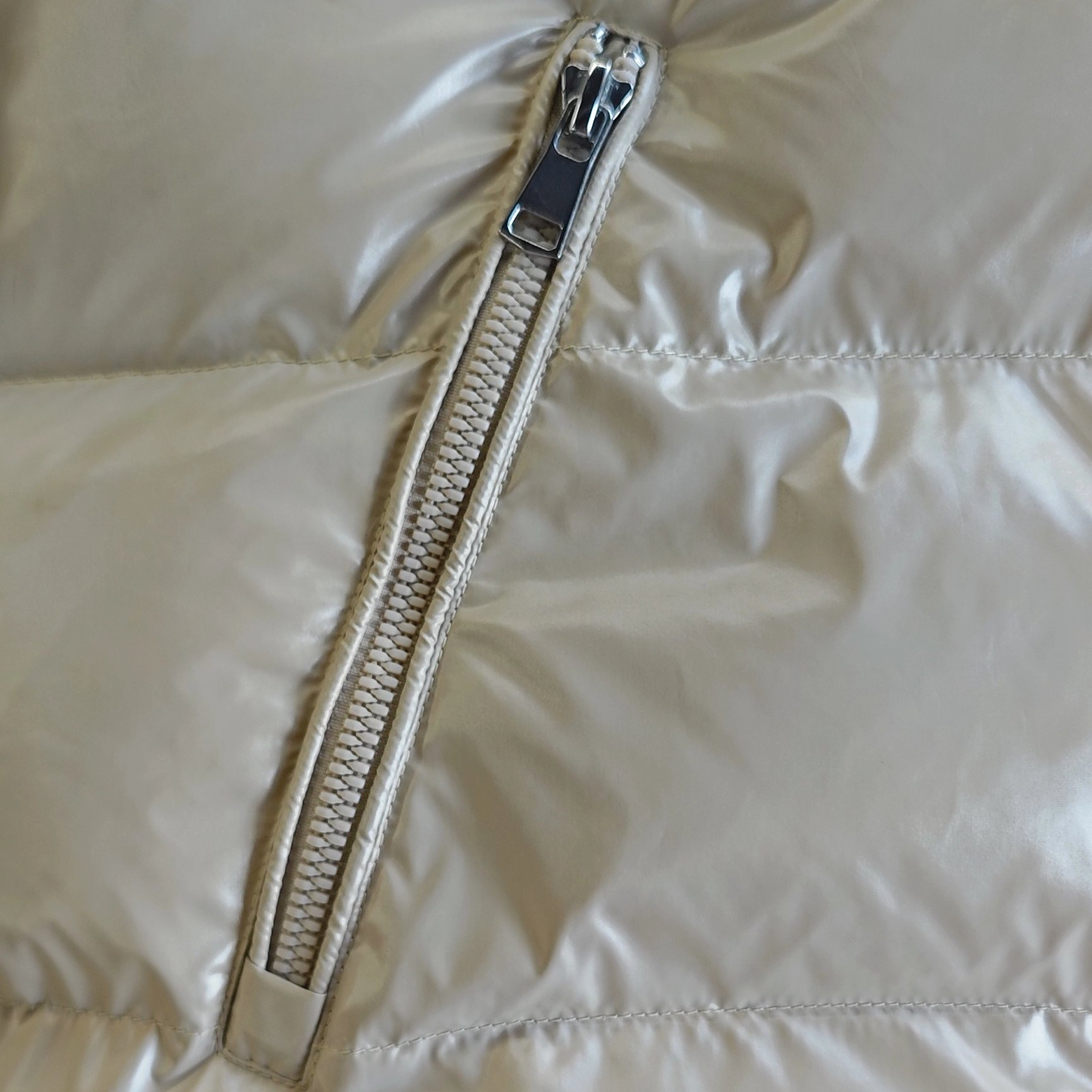 Fleece & Lacquer Mixed Puffer Coat with Adjustable Hood 