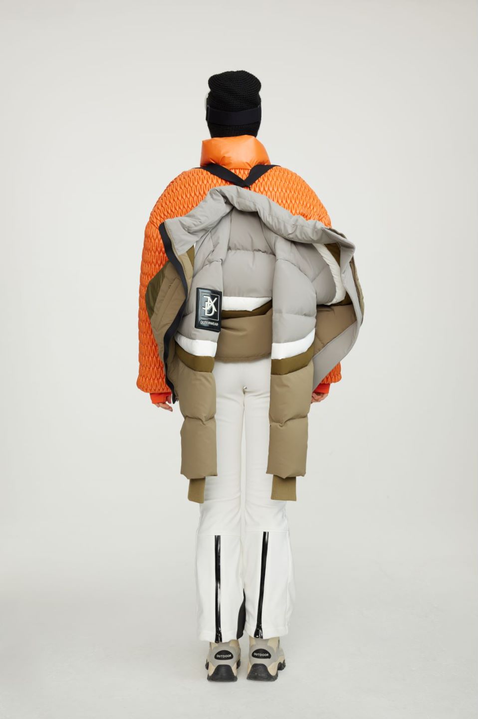 Women's Soft Touch Contrast Down Jacket met verborgen kap en borduurdetails