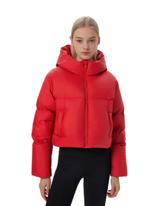 Wolken nuldruk dames korte down jas-winterhooded jas met verborgen trekkoord, geen voering