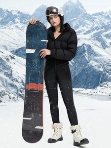 Matte-Fabric Ski Suit with Invisible Hood