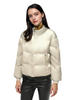 Corduroy & Matte Mixed Short Puffer Coat - Contrast Double Stand Collar Water-Repellent 