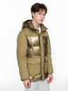 Matte & Lacquer Mixed Puffer Coat with Multi-Functional Pockets 