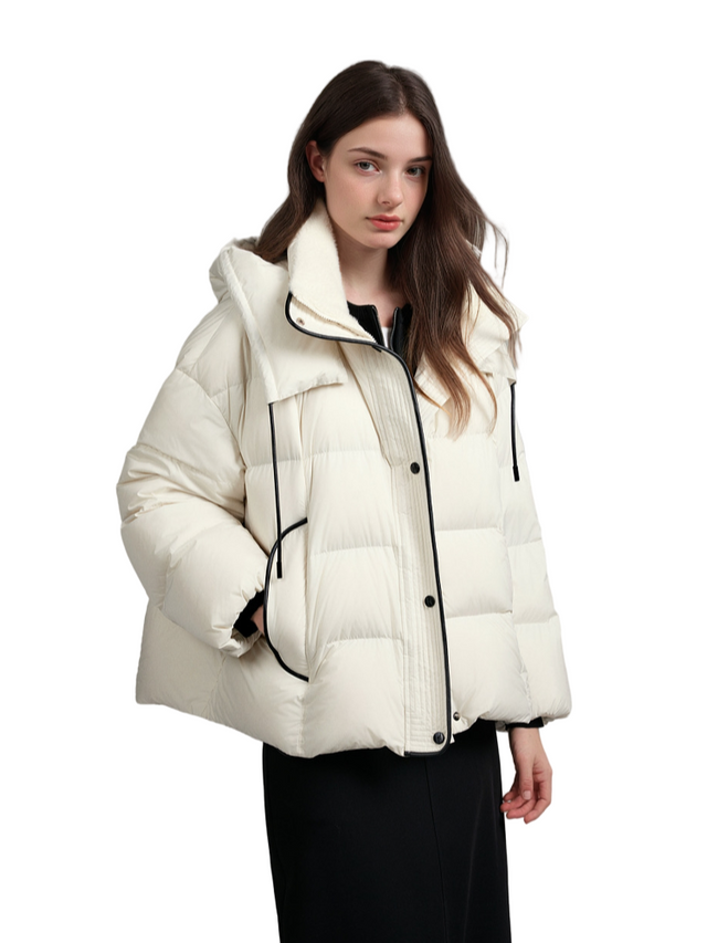 Cream White Duck Down jakna za ženske - nova zimska kratka vrhnja oblačila