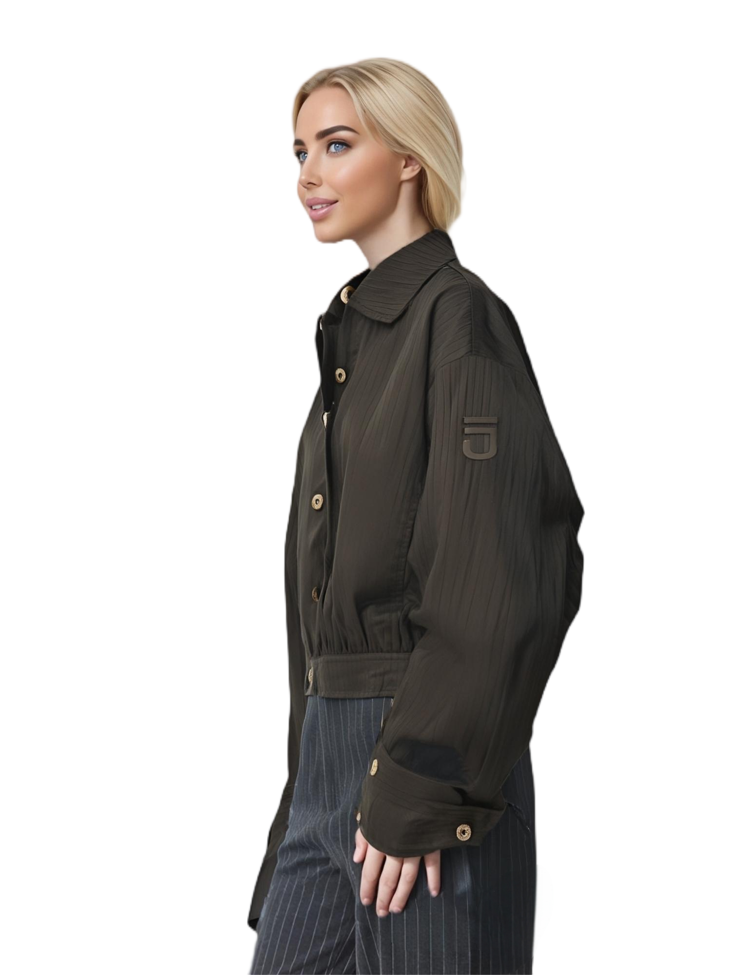 Stylish Jacquard Cropped Women's Casual Jacket