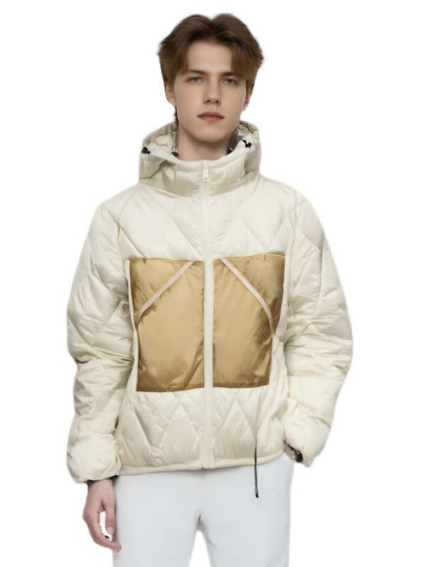 Ultra - Light Stylish Color - Blocked Men's Down - like Jacket