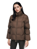 Tweed & Matte Mixed Long Puffer Coat with Adjustable Hood