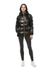 Lacquer Nylon Short Lightweight Puffer Coat with Adjustable Hood & Silver Zippers 