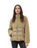 Fleece & Lacquer Mixed Puffer Coat with Adjustable Hood 