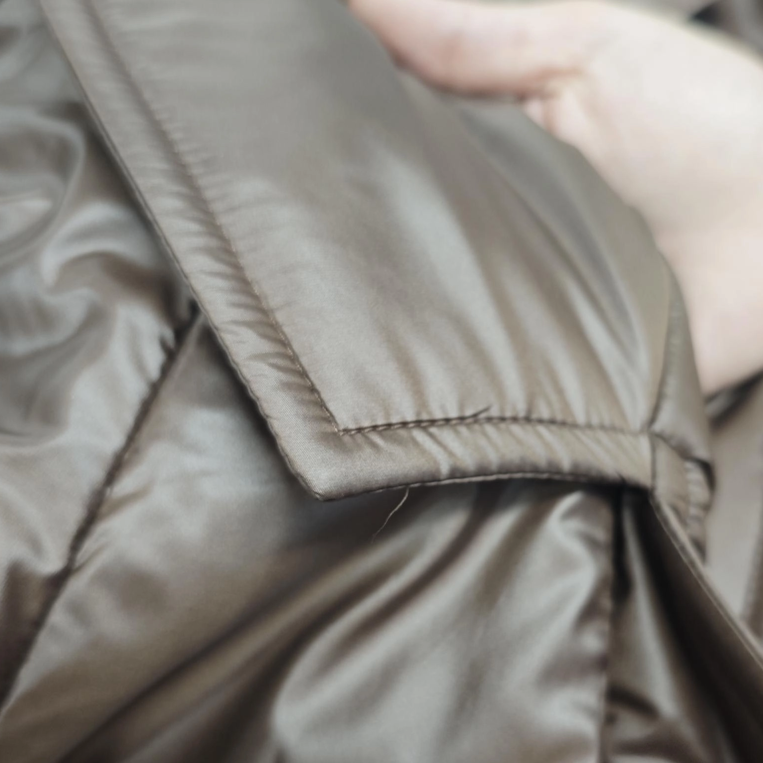 Satin Long Trench Coat with Blazer Collar & Adjustable Belt