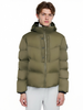 Wrinkle-Textured Nylon Short Puffer Coat with Adjustable Hood