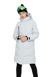 Ski wanawake wa msimu wa baridi hooded kanzu maji-sugu joto koti refu puffer