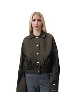 Stylish Jacquard Cropped Women's Casual Jacket