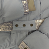 Matte & Lacquer Mixed Long Puffer Coat with Detachable Hood & Adjustable Belt