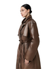 Satin Long Trench Coat with Blazer Collar & Adjustable Belt