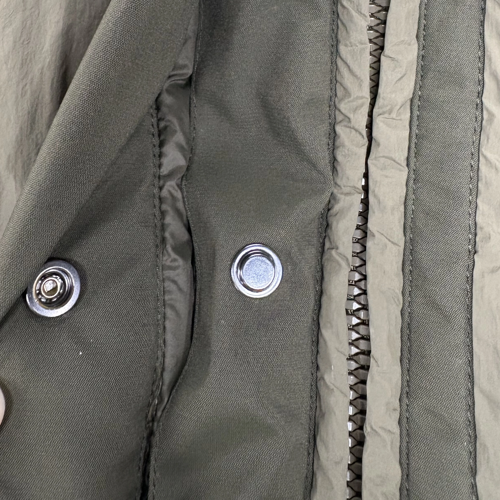 Wrinkle-Textured Nylon Short Puffer Coat with Adjustable Hood