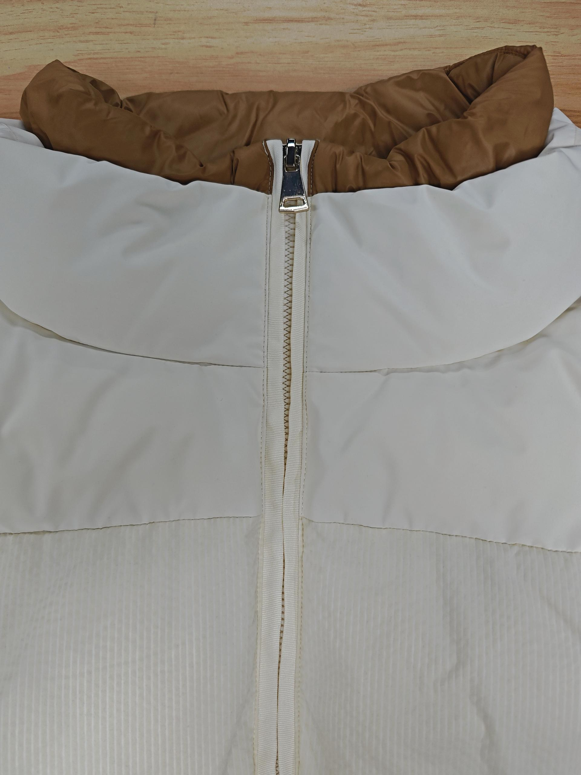 Corduroy & Matte Mixed Short Puffer Coat - Contrast Double Stand Collar Water-Repellent 