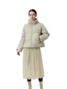 Tweed & Matte Mixed Short Puffer Coat with Contrast Double Stand Collar