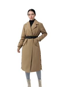 Lacquer & Matte Mixed Long Trench Coat with Diamond Quilted Back