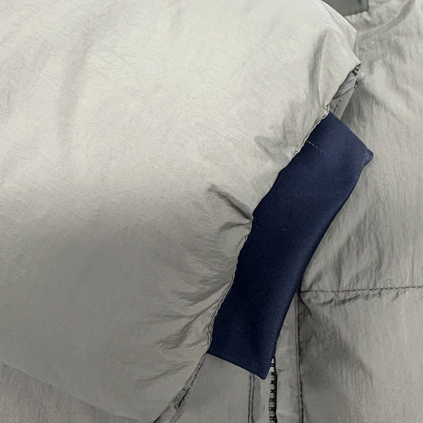 Wrinkle-Textured Nylon Short Puffer Coat with Adjustable Hood