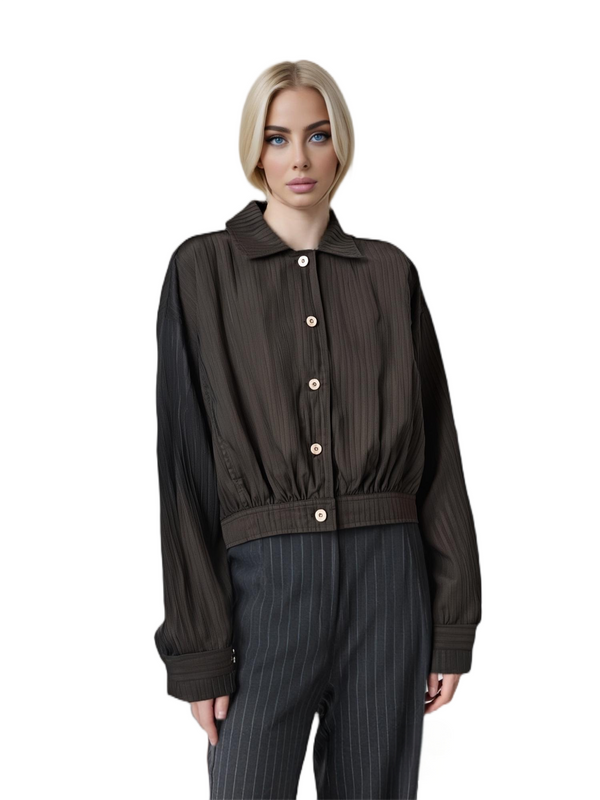 Stylish Jacquard Cropped Women's Casual Jacket