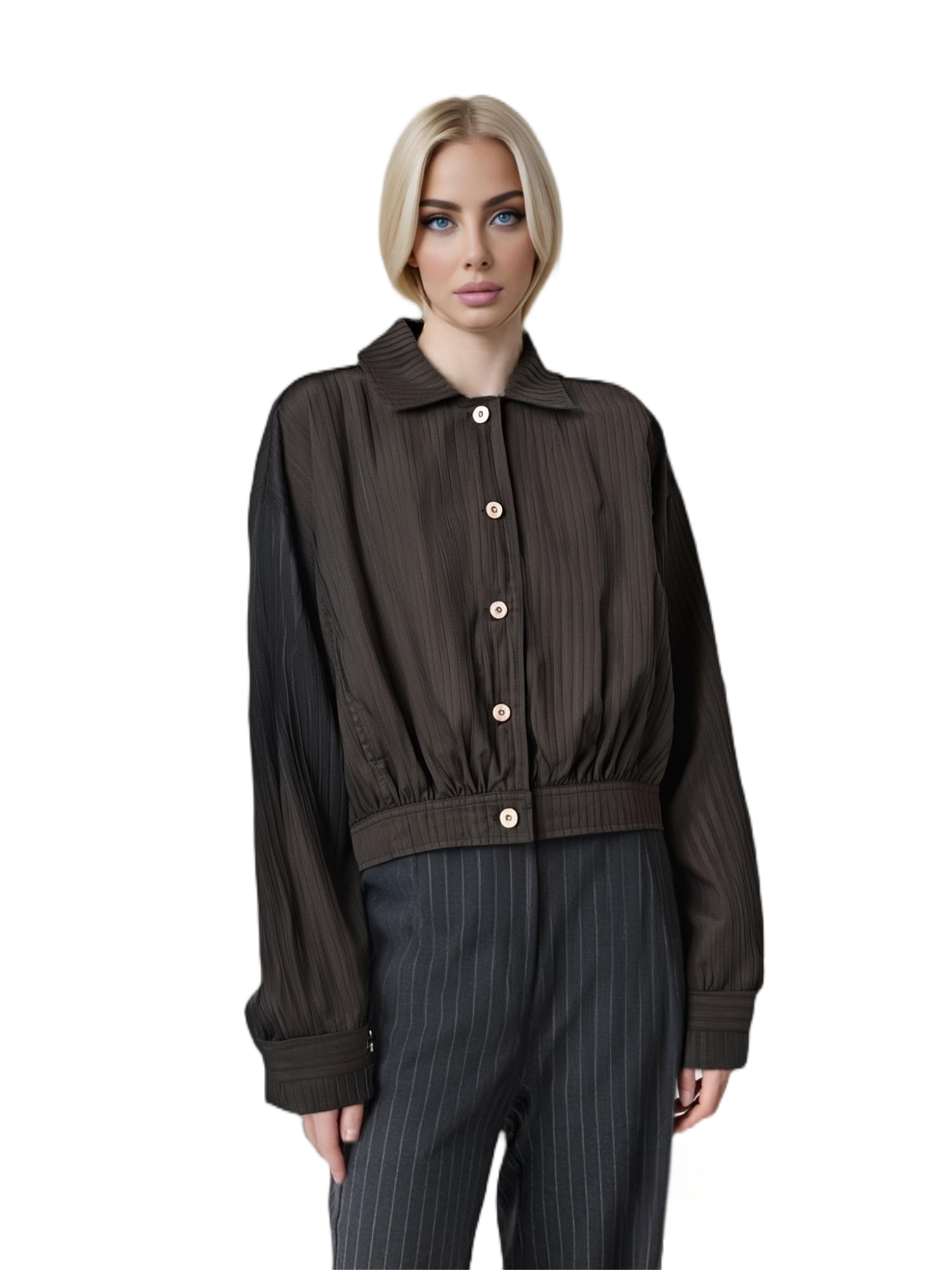 Stylish Jacquard Cropped Women's Casual Jacket