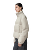 Tweed & Matte Mixed Short Puffer Coat with Contrast Double Stand Collar