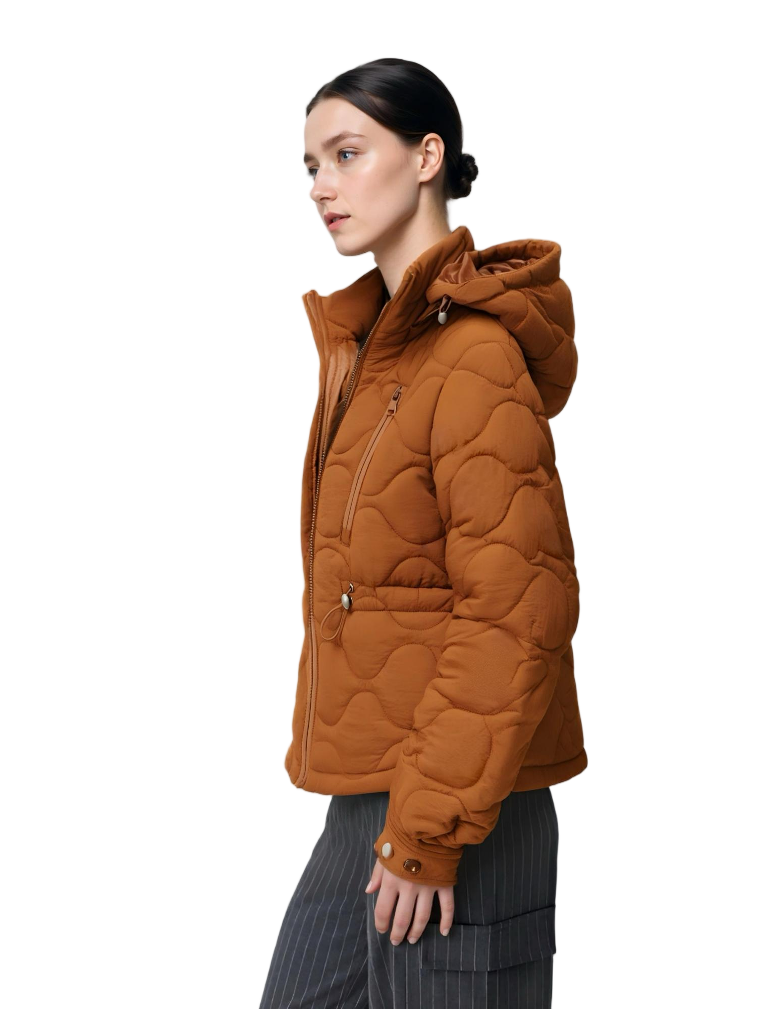 Short Lightweight Coat with Matte Nylon