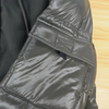 Matte & Lacquer Mixed Midi-Length Parka Coat with Left Sleeve Pocket