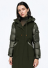 Matte & Lacquer Mixed Midi-Length Parka Coat with Left Sleeve Pocket