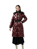 Lacquer & Matte Mixed Long Puffer Coat with Detachable Hood & Curved Quiltings